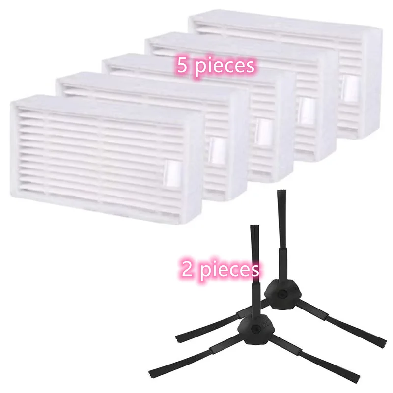 

5 PCS HEPA Filters 2 PCS Side Brushes For Kitfort KT-518 kt518 Robot Vacuum Cleaner Cleaner Parts Accessories