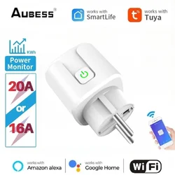 TUYA Smart Socket 16A 20A WiFi Smart Plug con monitoraggio dell'alimentazione SmartLife timer di controllo remoto funziona con Alexa Google Alice