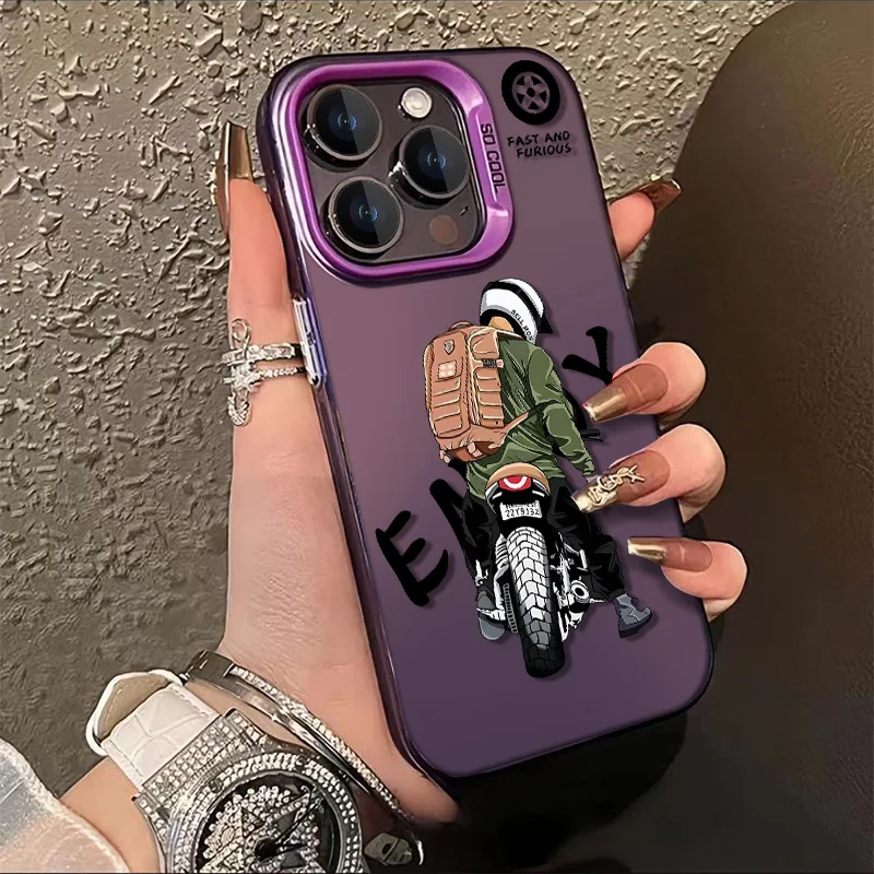 Case for IPHONE11 12 frosted colored silver 13 13PRO 14PLUS anti-drop 15 15PROMAX X XS trendy male locomotive mobile phone case