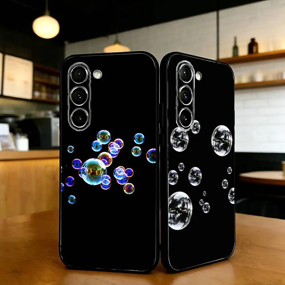 Creative bubble patterns Phone Case For Samsung S20,21,22,23,24,25,26 plus,ultra Lite Black Silicone Cover