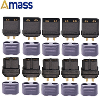 10pcs/5pairs Amass Black XT60+ XT60H Plug Connector With Sheath Housing 5 Male 5 Female