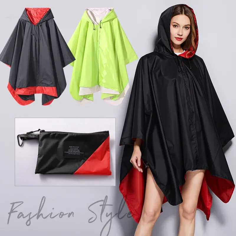 

22/5000 Waterproof Raincoat Fashionable Double-layer Couple Wear Poncho Double-sided Windbreaker Poncho