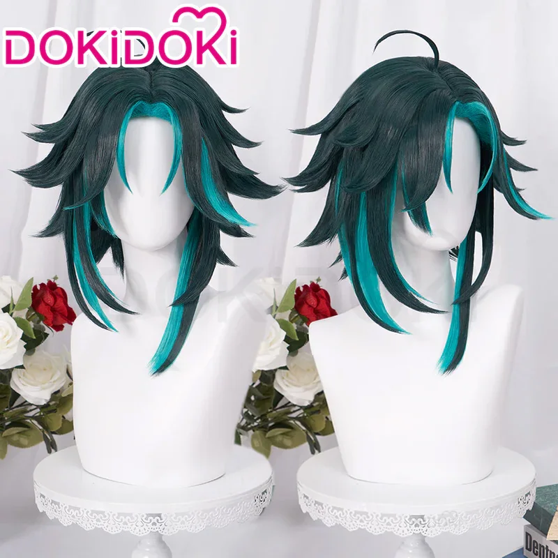 IN STOCK Xiao Wig Game Genshin Impact Cosplay DokiDoki Halloween Xiao Cosplay Wig Genshin Impact Xiao Cosplay Props Tattoo