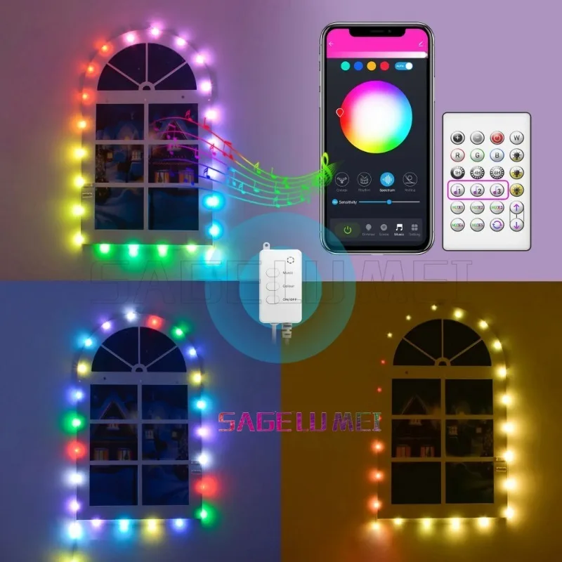 DIY Star Fairy Lights 5V Smart App Remote Control Music Sync Twinkle Lights for Garden Party Wedding Indoor Outdoor Decor String