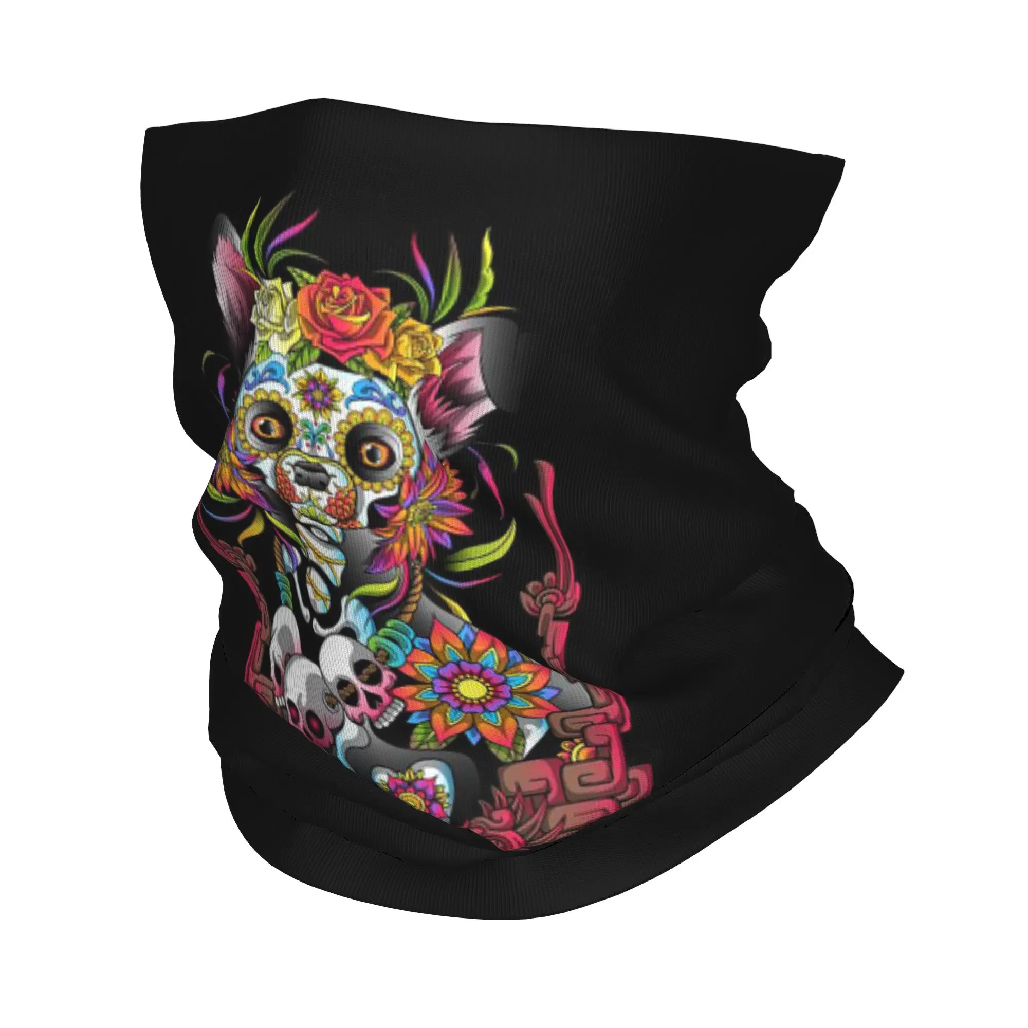 

Day of the Dead Dog Print Bandana Neck Cover Printed Wrap Scarf Warm Face Mask Outdoor Sports For Men Women Adult