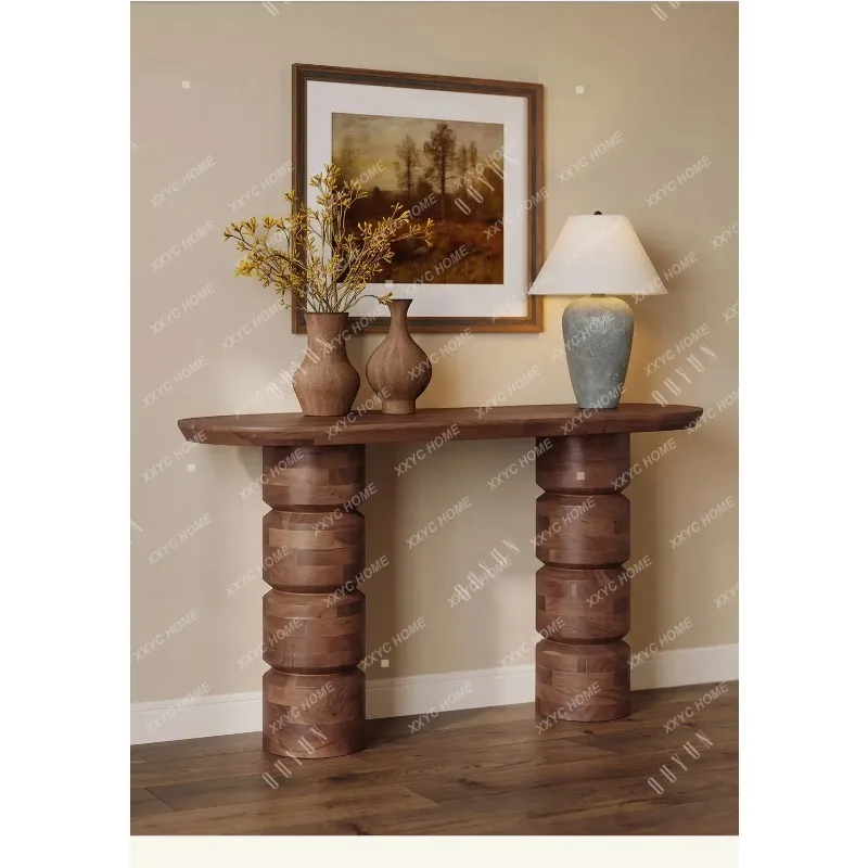 XXMid-Century Solid Wood Entryway Console Table For Villa Hallway, Style  Sideboard Narrow Table