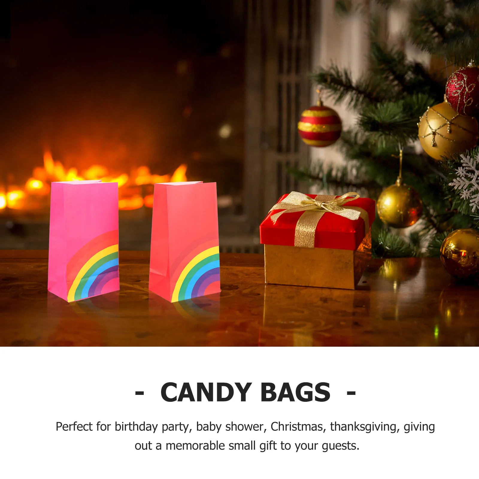

24pcs Candy Paper Bags Rainbow Iridescent Treat Packing Party Favor Gift Bags Food Grade Material Birthday Christmas Snack