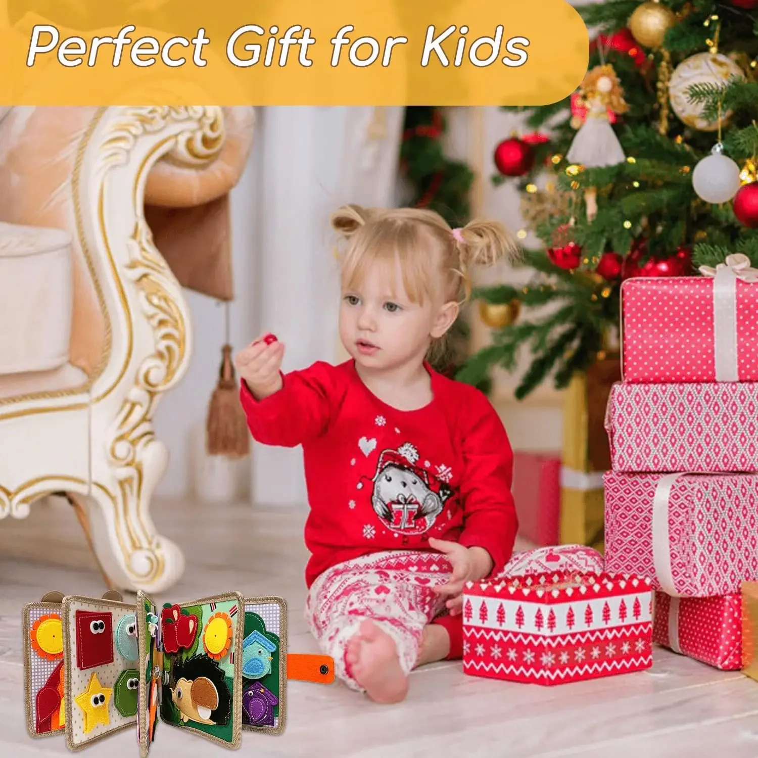 Бизи-книга Монтессори для малышей, развивающая сенсорная игрушка, тихая фетровая книга для ребенка, дошкольные обучающие занятия для детей, подарок