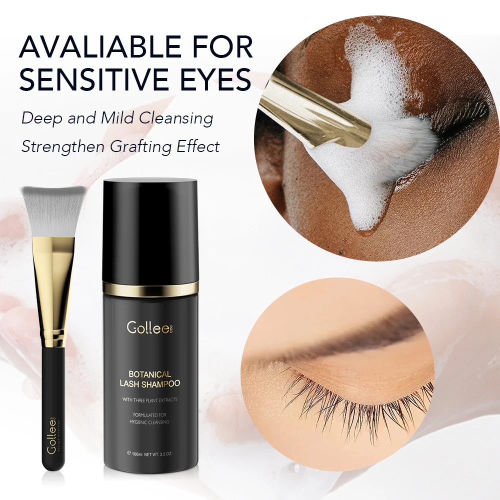Gollee Wimpernreiniger 100ml Schaumreiniger für Saubere Wimpern Nicht Reizend mit Weicher Bürste Shampoo Augenverlängerungs-Reiniger Sanftes Make-up-Tool
