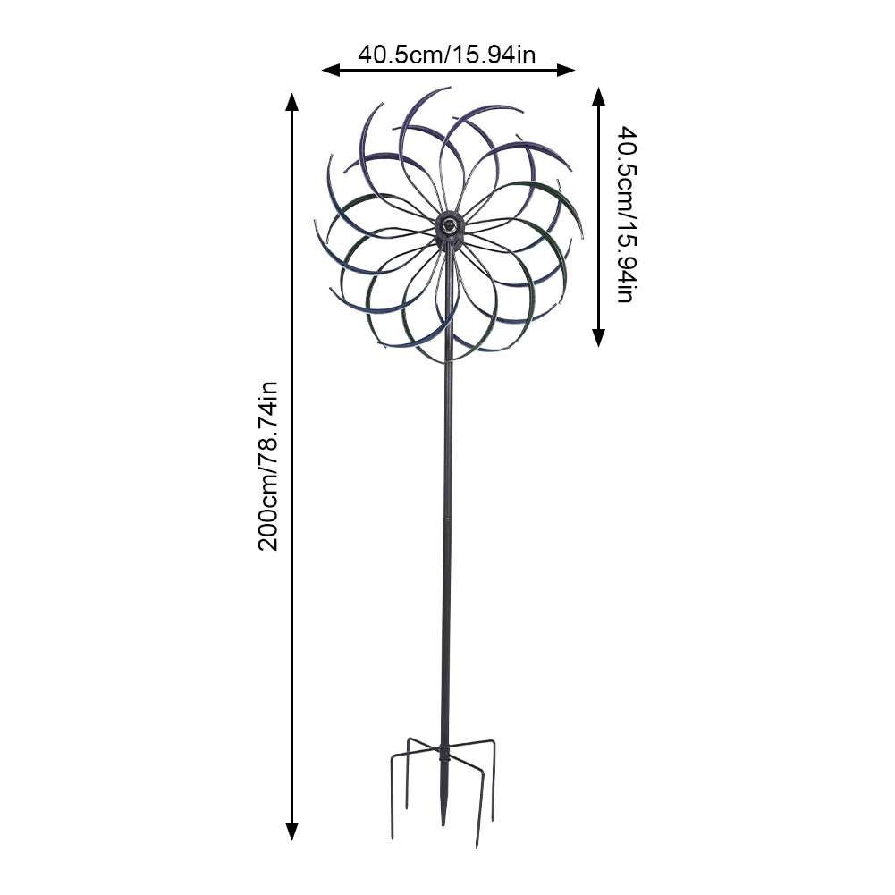 

Rainbow Color Windmill Double-Layer Iron Windmill Wear Resist Public Craft Windmill for Yard Decoration Accessories Tool