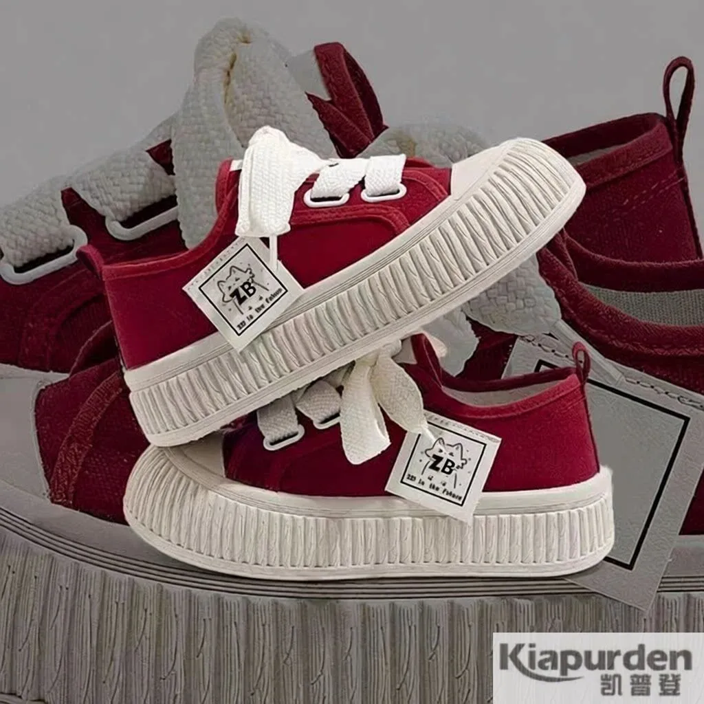 Women's Canvas Shoes Spring Summer New Style Casual Low Top Thick Bottom Breathable Thin Material Slip-On Rubber Sole