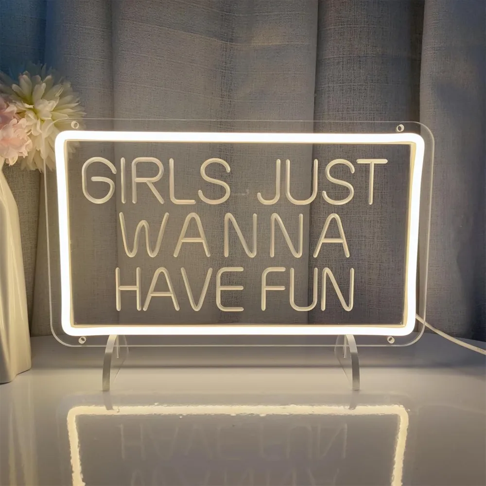 

Неоновые вывески «Girls Just Wanna Have Fun» для декора стен, неоновые светильники для вечеринок, дней рождения, баров, праздников, украшения дома и офиса