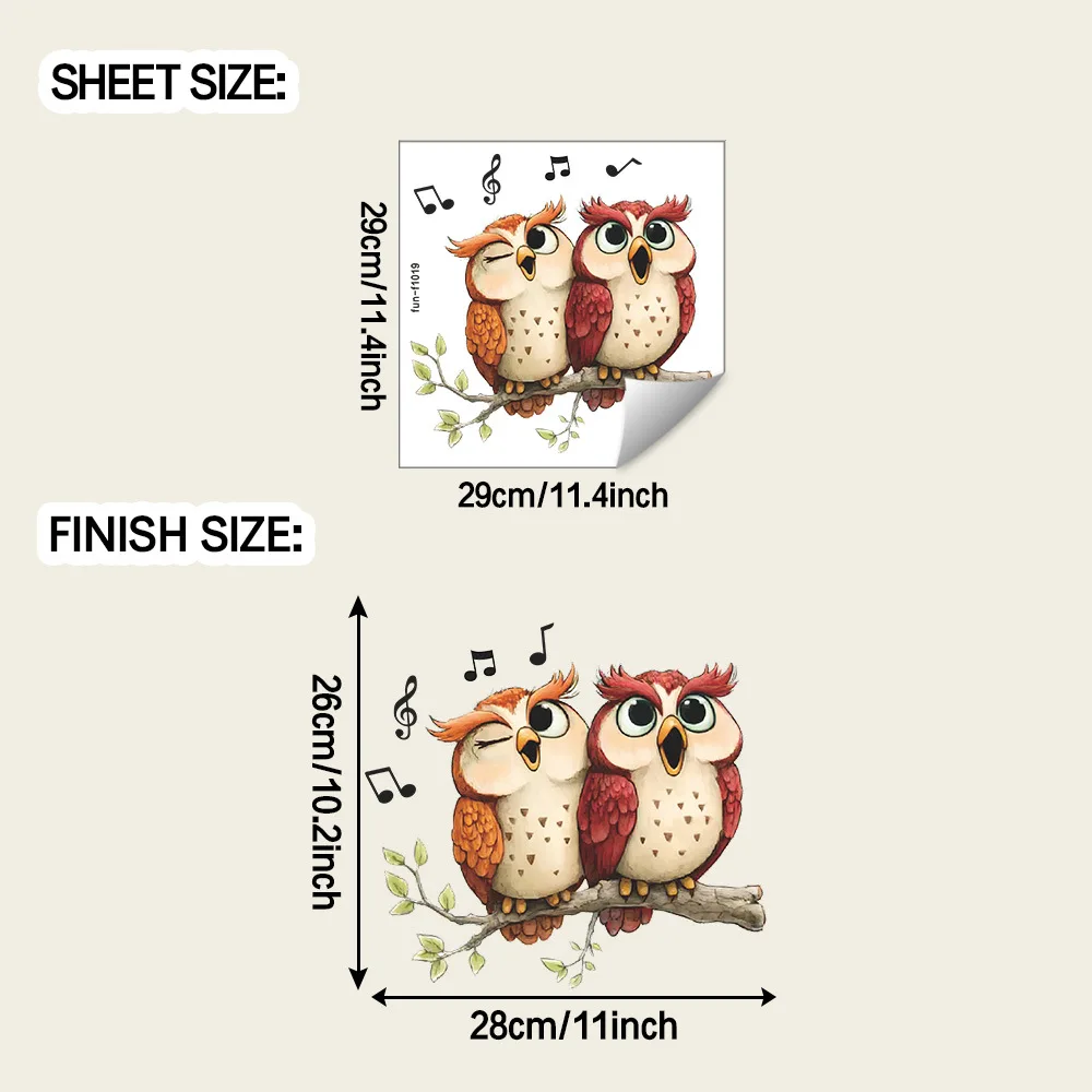 Cartoon Singing Owl Wall Sticker Kids Room Bedroom Decoration Mural For Living Room Background Decor Self-adhesive Home Decals