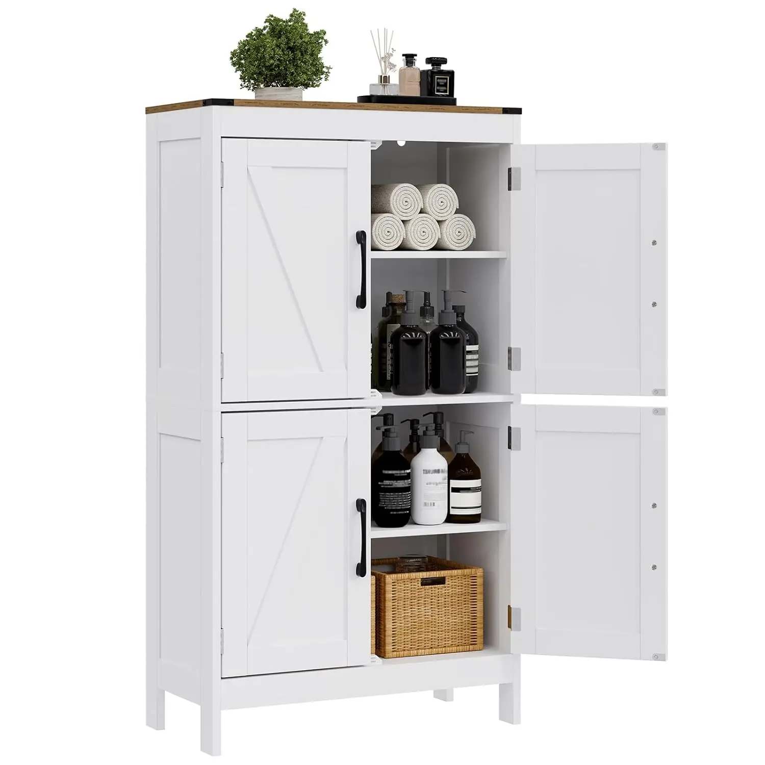 

Bathroom Floor Storage Cabinet,Modern Bathroom Cabinet,Adjustable Shelves Freestanding Kitchen Pantry Bathroom, Customized