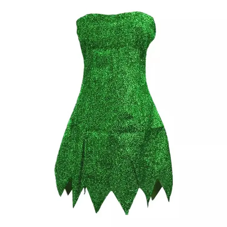 Sexy Miss Tinker Bell Cosplay Costume And Wigs Halloween Carnival Disguise Forest Fairy Green Tinker Bell Dress Dress Accessorie
