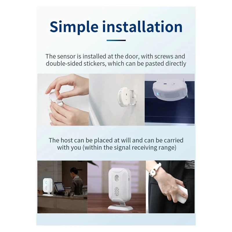 Campainha sem fio com sensor de movimento, detector de movimento para casa inteligente, campainha de boas-vindas, hotel, loja, porta de segurança para idosos