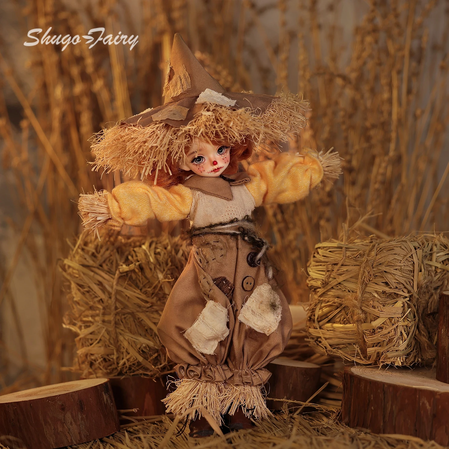 دمية BJD 1/6 Circe E/F مجموعة كاملة مصنوعة يدويًا من الراتنج الفزاعة على شكل مهرج حارس المحاصيل مع شعر مستعار Shugafairy #4