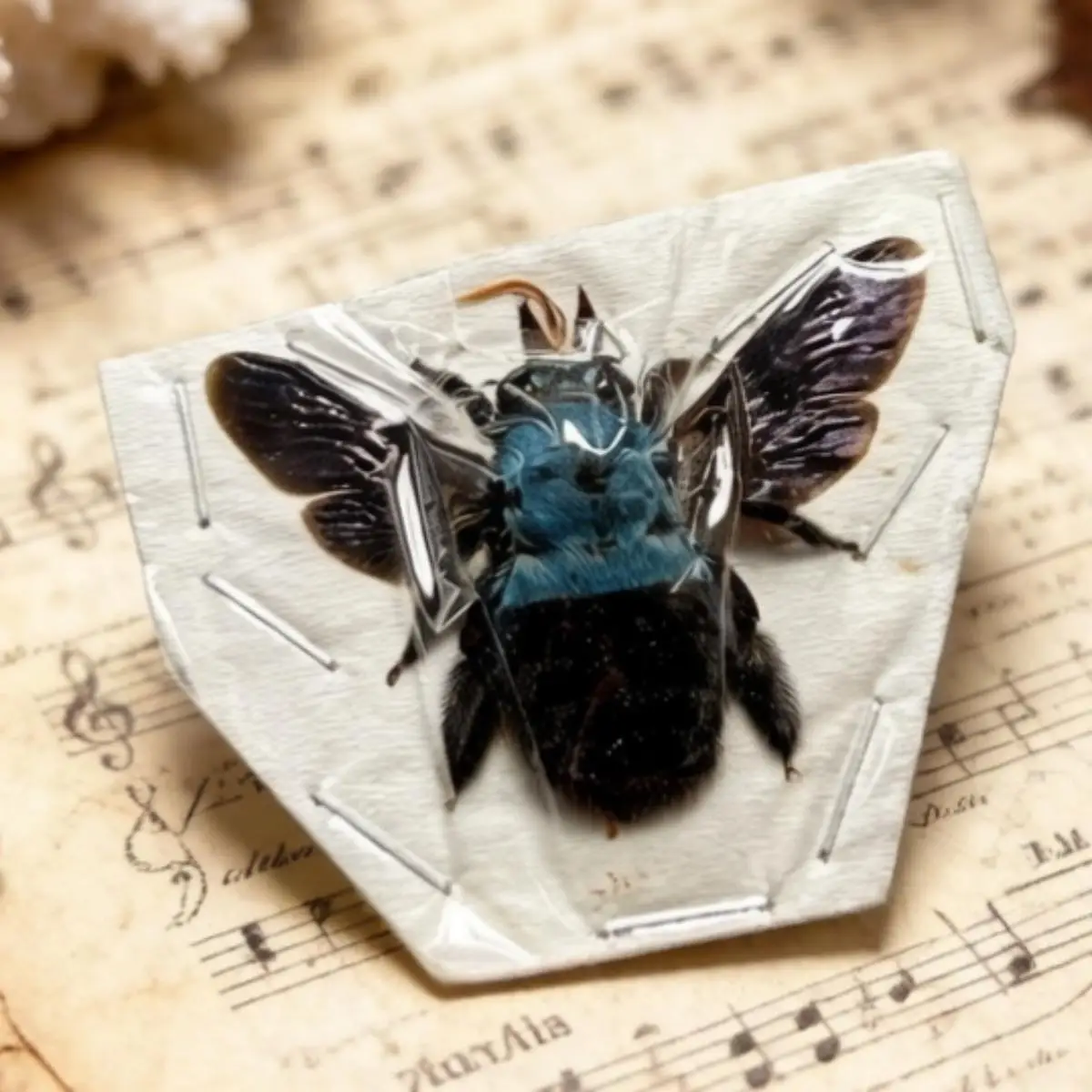 2pcs Xylocopa caerulea (spread) Blue Carpenter Bee Real dried Insect A1