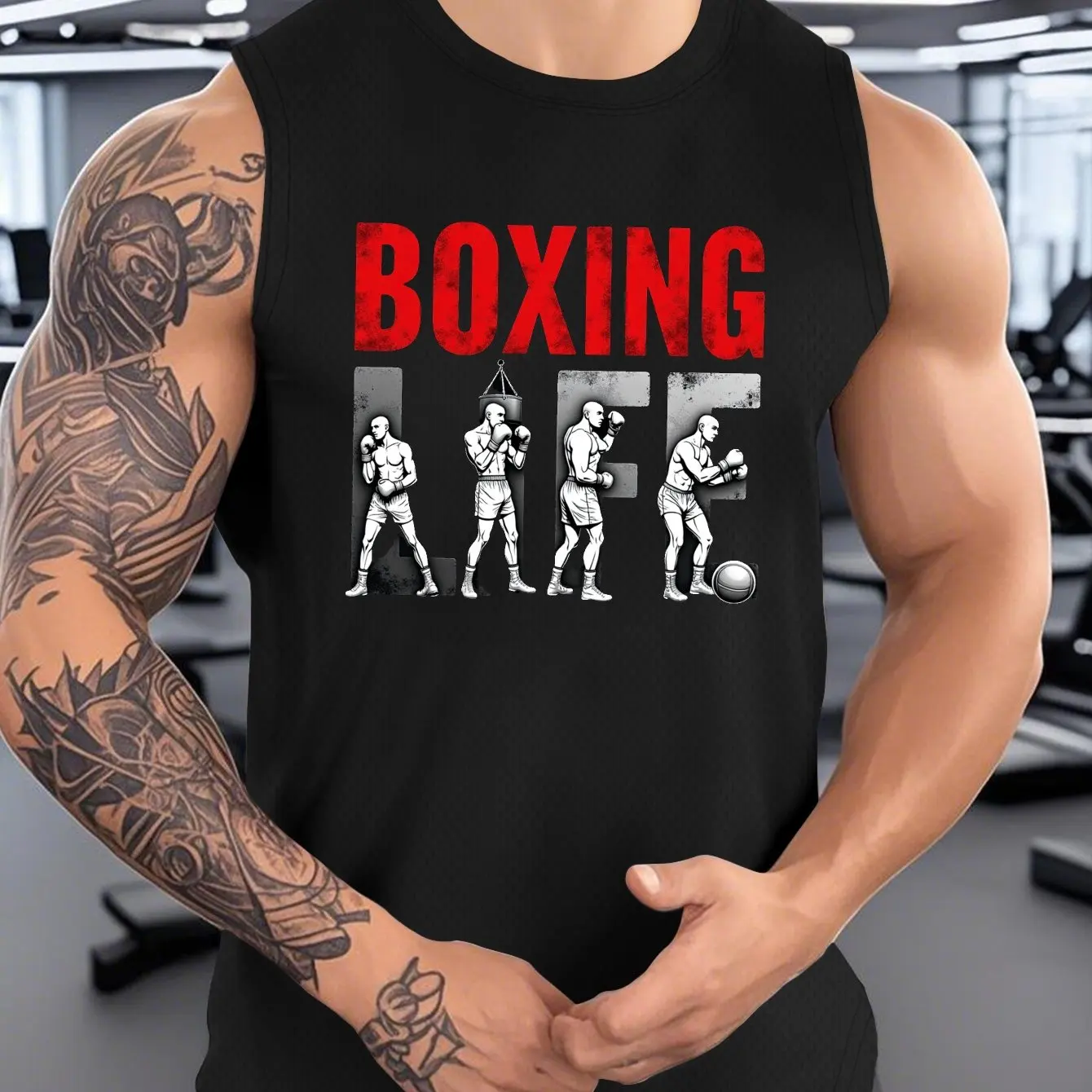 

3D Boxing Printed Men's Tank Tops Dazzling Cool Fashion Sports Men Sleeveless T-shirt Daily Leisure Breathable Crew Neck Vests