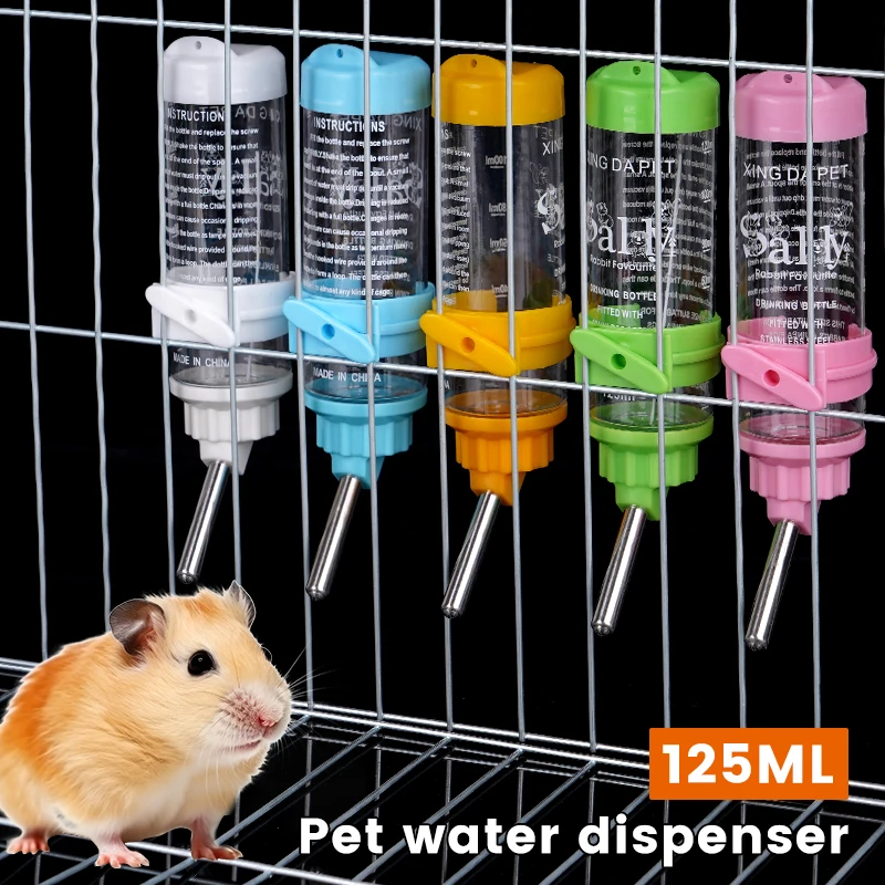 125/250ML Plastic Rabbit Drinking Bottle Hamster Cage Water Bottle Dispenser For Bunny Guinea Pig Squirrel Small Pet Feeder