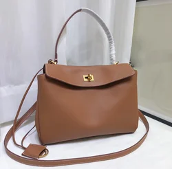 27cm Genuine Leather Handbag for Women Large Capacity Soft Top Layer Cowhide Shoulder Crossbody High-End Fashion