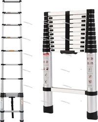 Aluminum Telescoping Ladder, Upgrade Your Ladder Collection with Our Portable, Adjustable Height, Space Saving!, 10.5ft