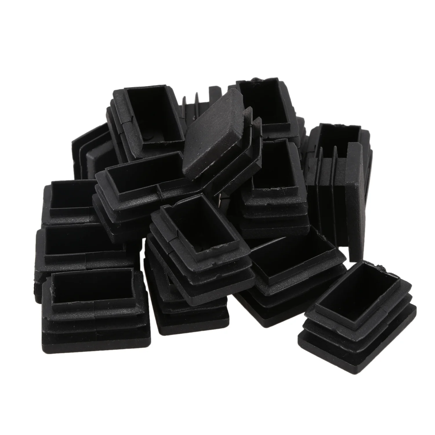 20 pcs Plastic Rectangular End Cap 30mm x 20mm Threaded Pipe Tube Insert Rubber feet