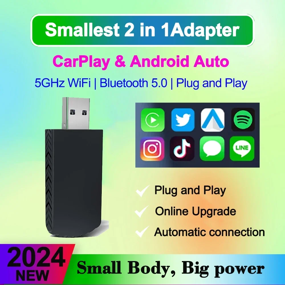 Wireless CarPlay Android Auto Adapter USB Dongle Smart Mini Box Plug And Play Universal For Honda Ford Benz VW Toyota Nissan