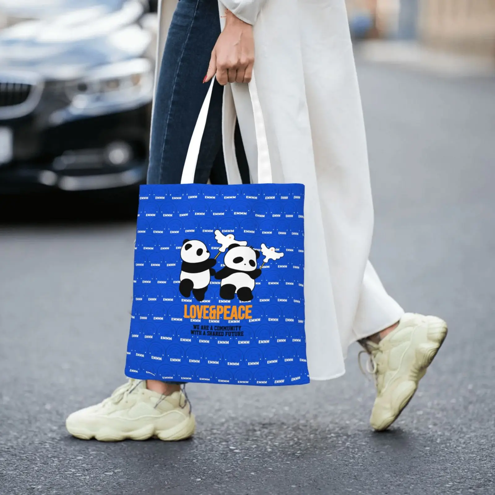 

New Series Women Tote Storage Bags Cute Panda Print Canvas Eco Handbag High Capacity Fashion Panda Lovers Teen Shoulder Bag