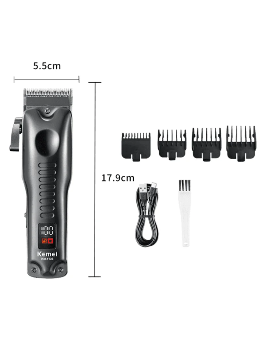 KEMEI Rechargeable Man Hair Clippers Hairdresser Vintage Km-1136 Professional Shaver Trimmer Made In China