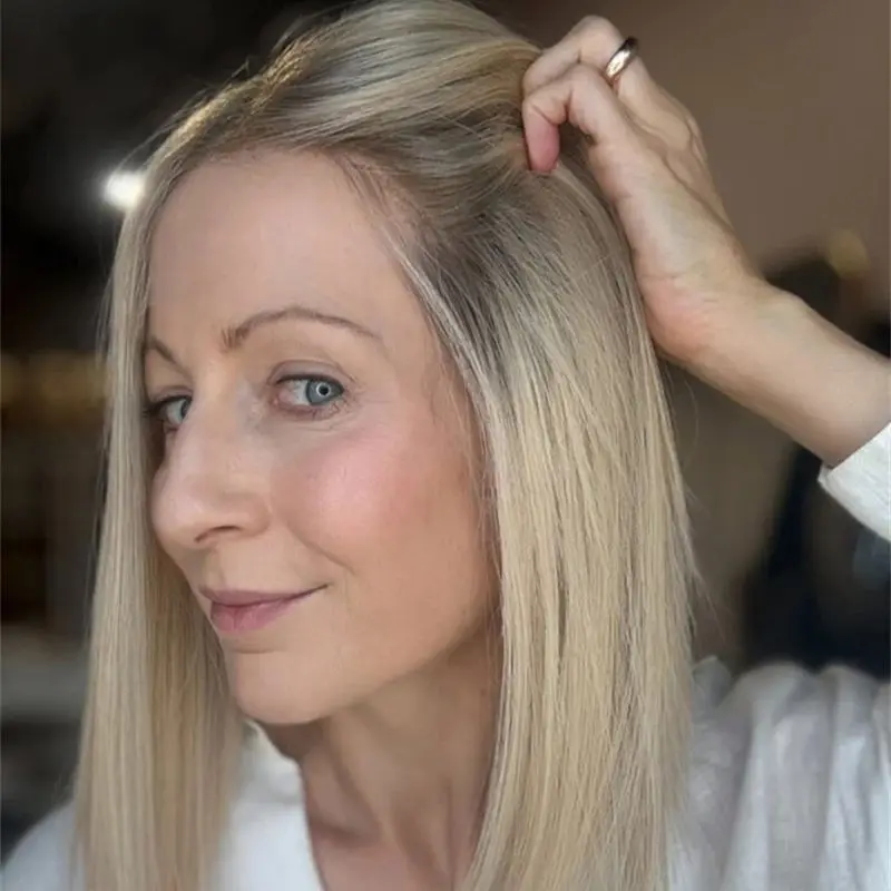 أعلى HD غلويليس الباروكات قصيرة مستقيم بوب أومبير البلاتين شقراء Balayage الفاخرة الاصطناعية الدانتيل شعر مستعار أمامي جزء مجاني جاهز للشحن