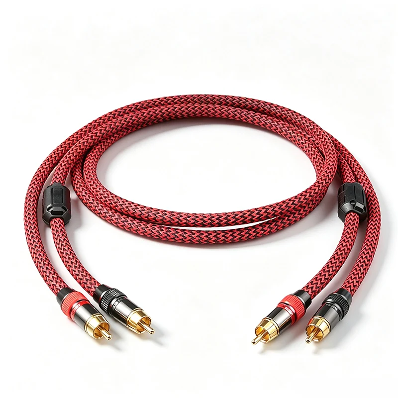 QINCROWN 1 Paar 2-RCA-zu-2-RCA Hi-Fi-Stereokabel, 6N OFC Stecker-zu-Stecker, vergoldete Stecker, für Verstärker, Fernseher, Auto-Audio. – Detail 6
