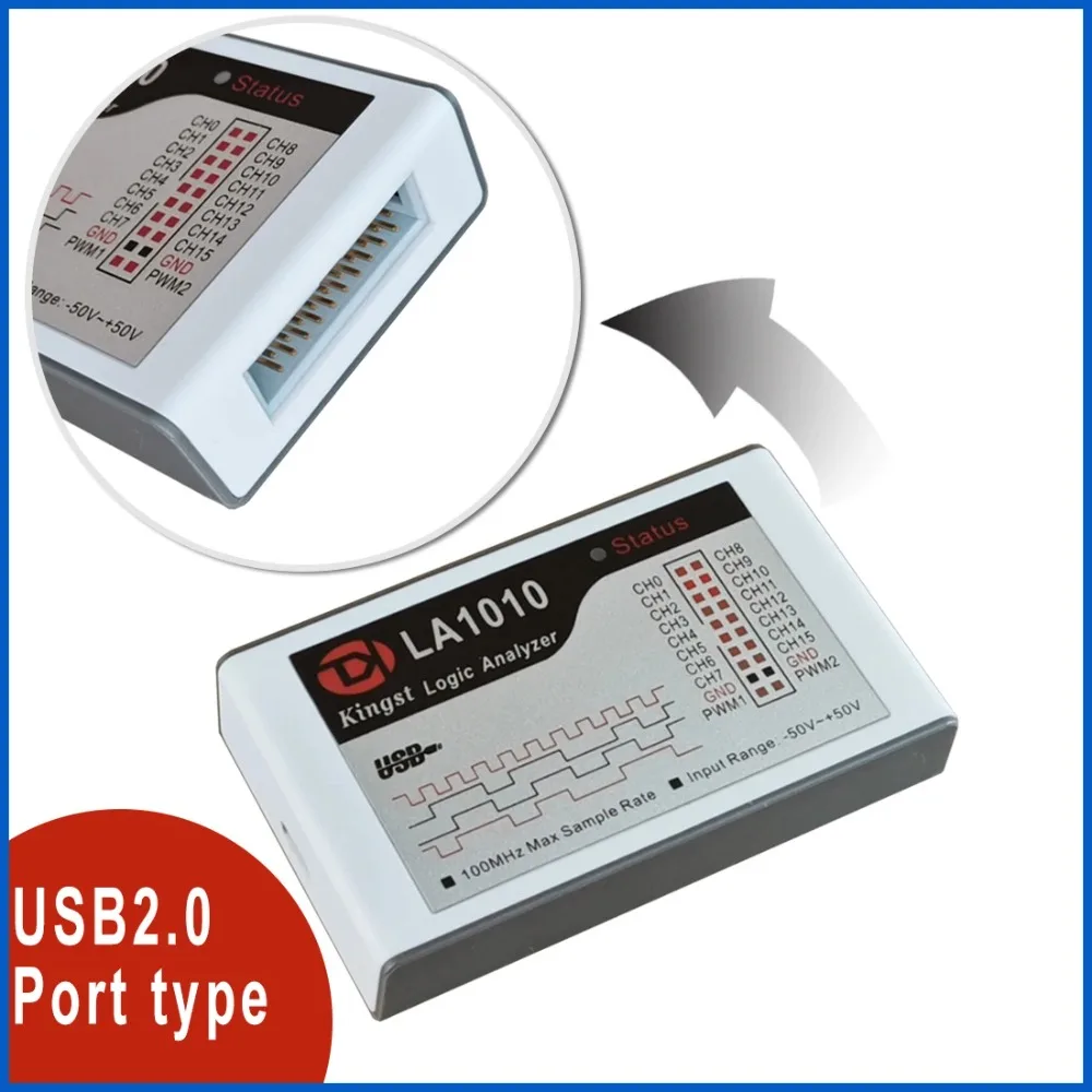 Kingst  LA1010 USB  Logic Analyzer 100M max sample rate,16Channels,10B samples, MCU,ARM,FPGA debug tool english software