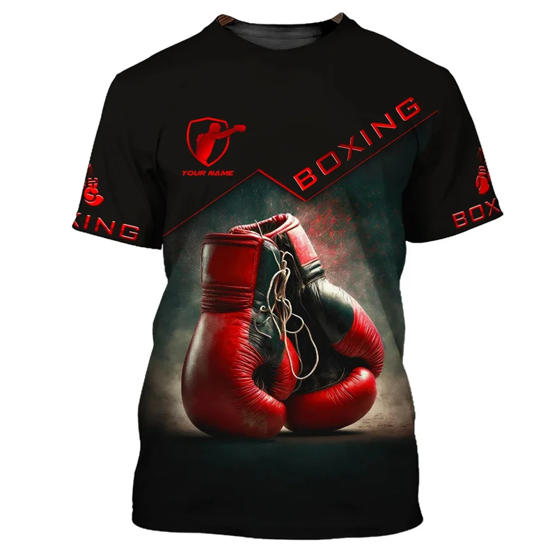 Boxing 3d Printed T Shirt For Men Oversized Short Sleeves Tops Summer Street Tee Shirts Sports Boxing Gloves Graphic T-shirt