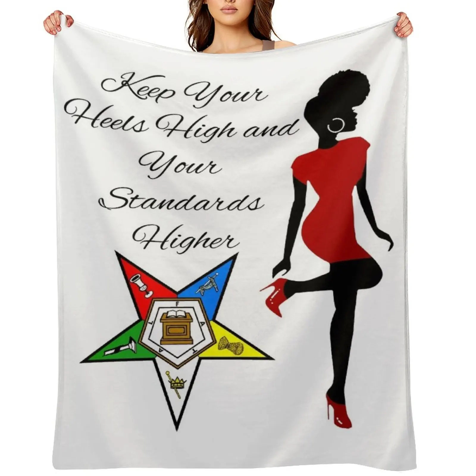 

OES Keep Your Head High Order Of The Eastern Star Logo Sistar Freemason Throw Blanket Custom Loose Decorative Sofas Blankets