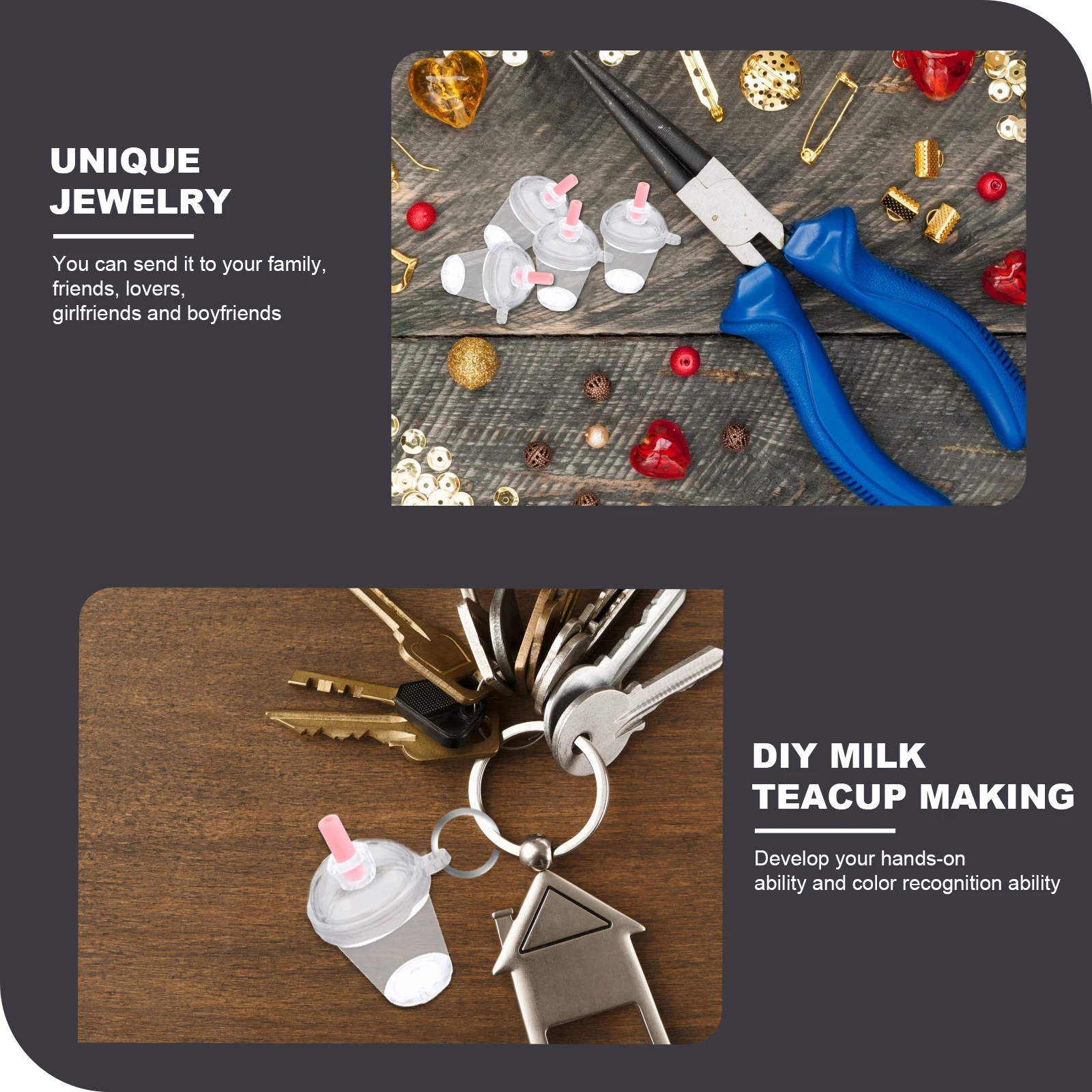 

20 Sets Mini Milk Tea Cup Plastic DIY Toys Round Lid Random Color Straws Miniature Cups for Crafting Keychain Accessories