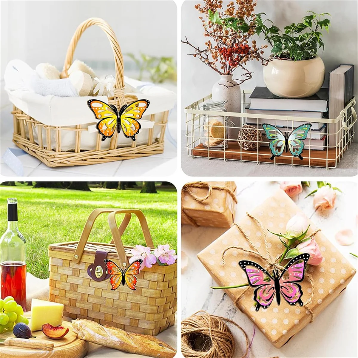 40 SZT. Drewniane, puste ozdoby w kształcie motyli do malowania, 8 wzorów, DIY, surowe, niedokończone drewniane wycinanki do rękodzieła, do zawieszenia - A69M