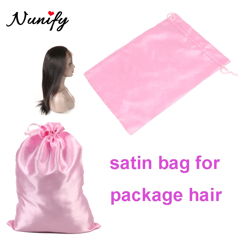 Random 2Pcs Hair Packaging Bag For Wigs Gold Satin Bags With Drawstring For Toupee Purple Pouches Wig Accessories Travel Bags