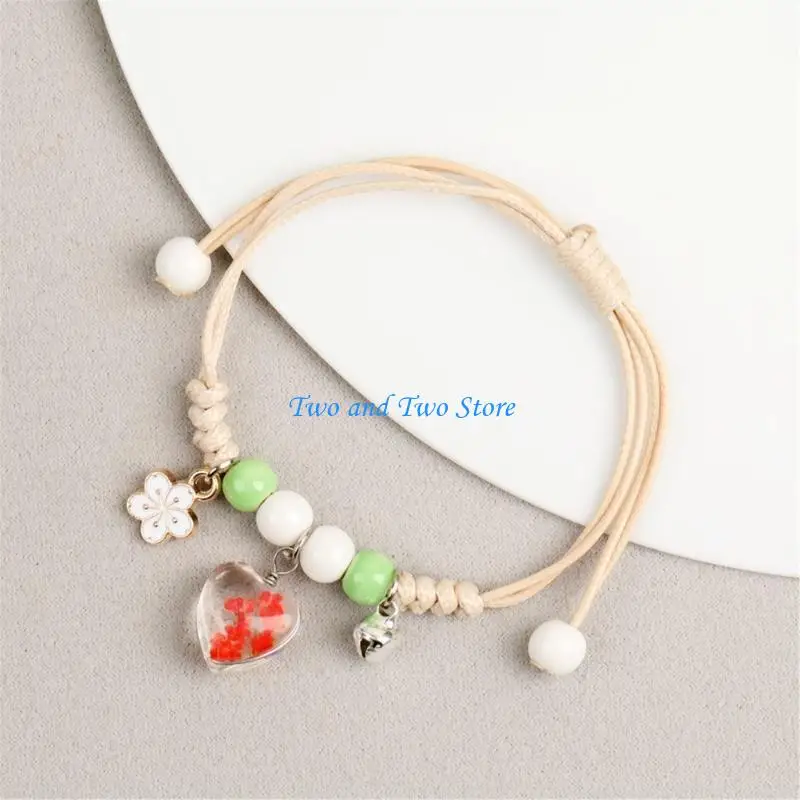 HX6F نمط الأزهار قلادة المعصم سلسلة ملحق سوار الصداقة المنسوجة للفتيات #3