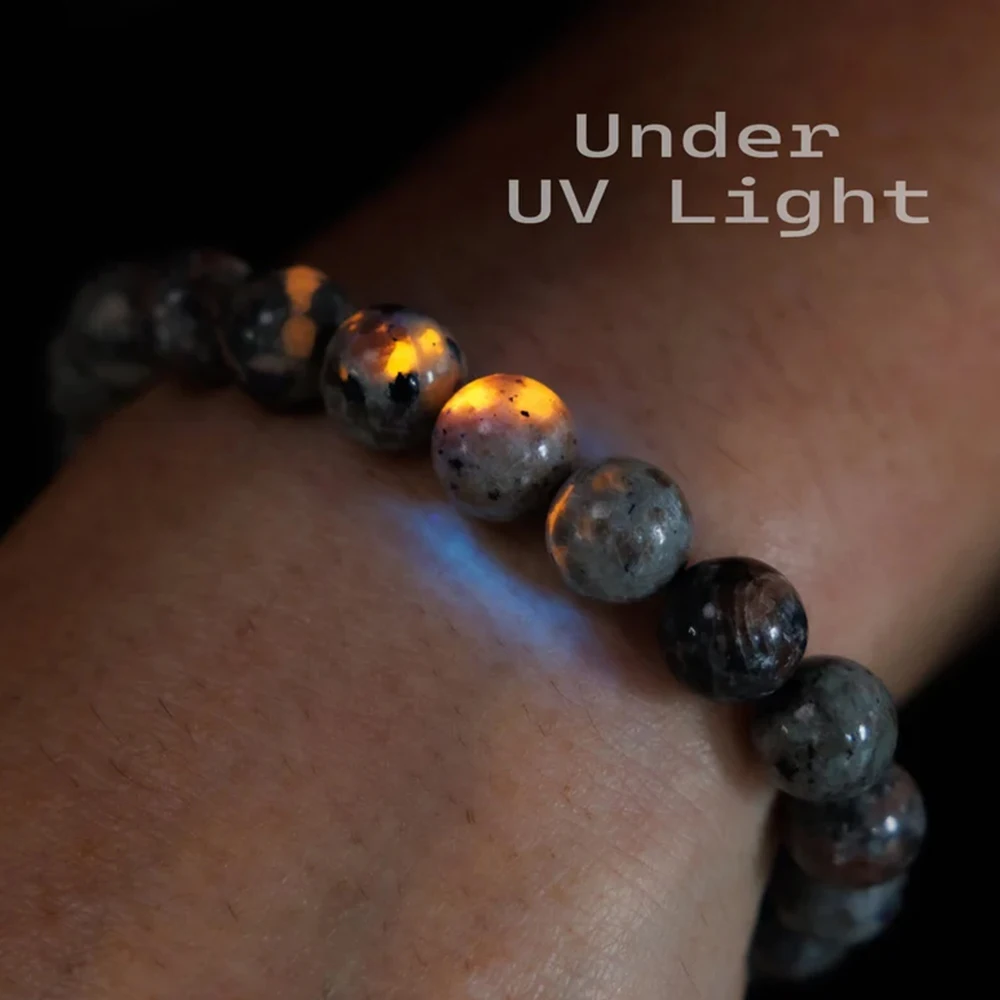 2/4pcs Natural Flame Stone Bracelet with Natural Raw Stone Accessories, UV Luminescent Rock, Handmade Elastic Bracelet image 3