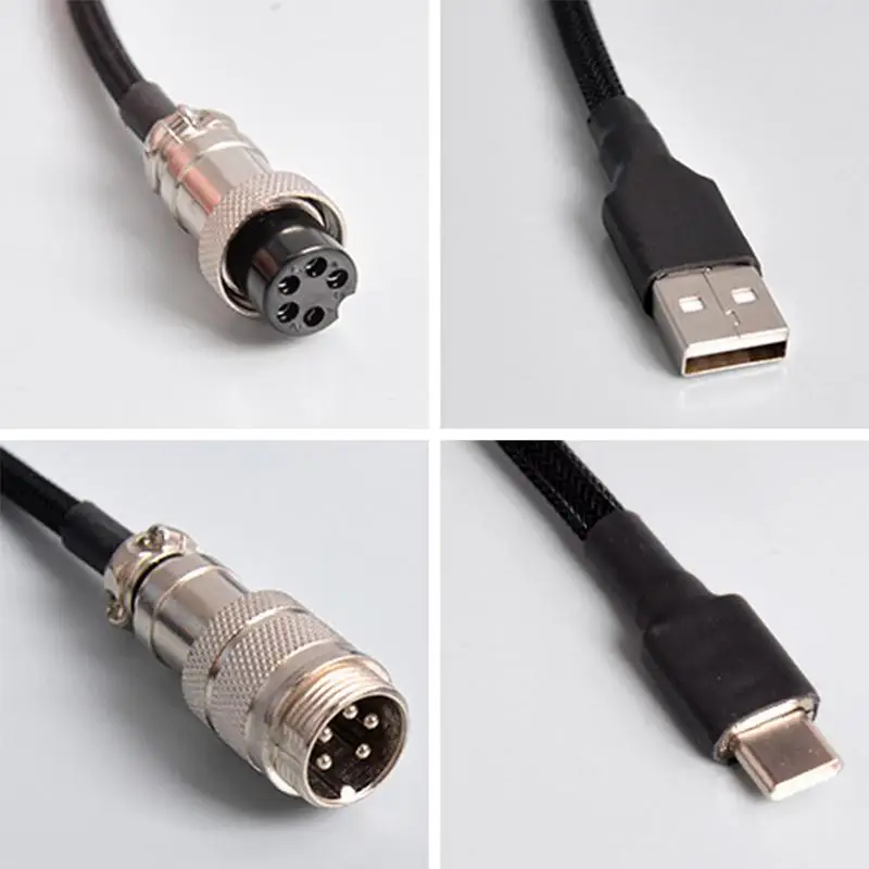 300cm Type C Mechanical Keyboard Coiled Cable USB Keyboard Wire Mechanical Keyboard Aviator Desktop Computer Aviation Connector