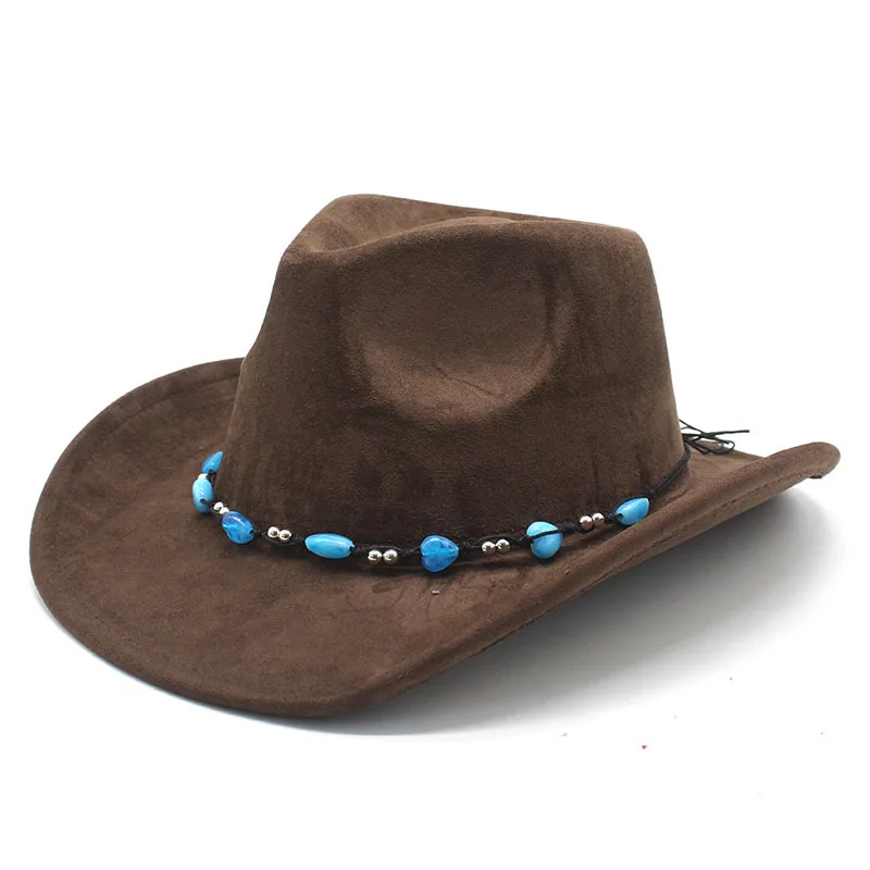 New retro western cowboy hat for men and women Tibetan Suede Jazz Hat Hot-selling Wide-brimmed Hat