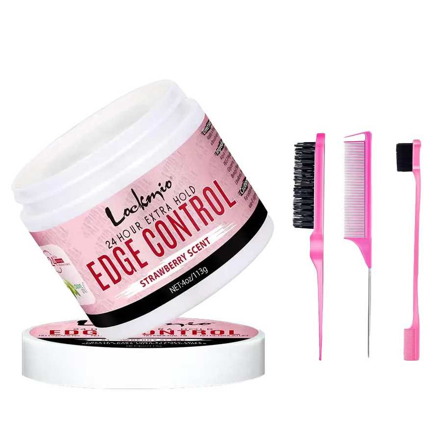 113g Edge Control Gel With 3pcs Comb Brush For Women Tame Frizz Flying Finishing Broken Hair Wig Lace Styling Wax Cream Pomade