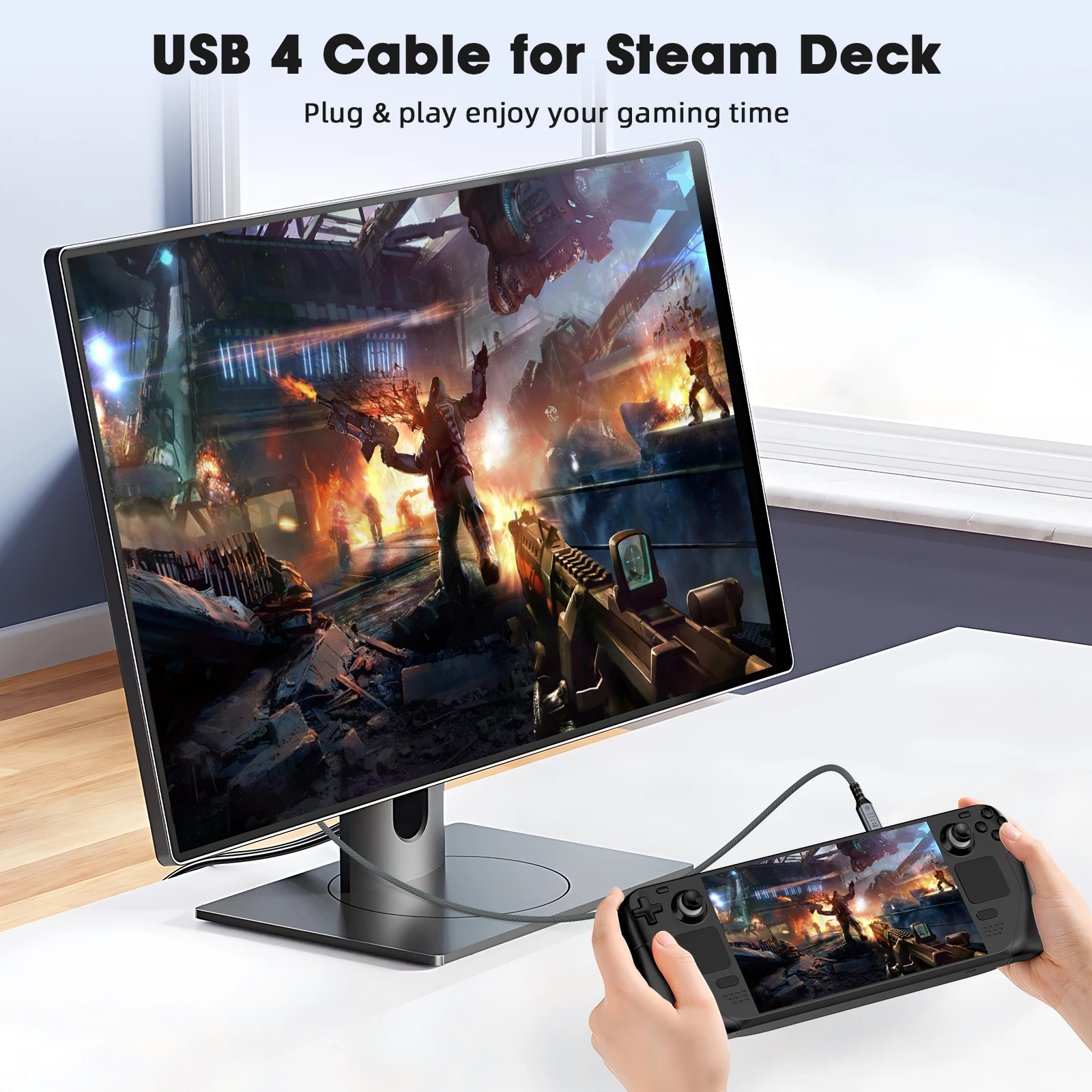 USB 4.0 90℃ Type C Cable - 40Gbps High-Speed 8K60Hz Display Fast Charging OEM Support