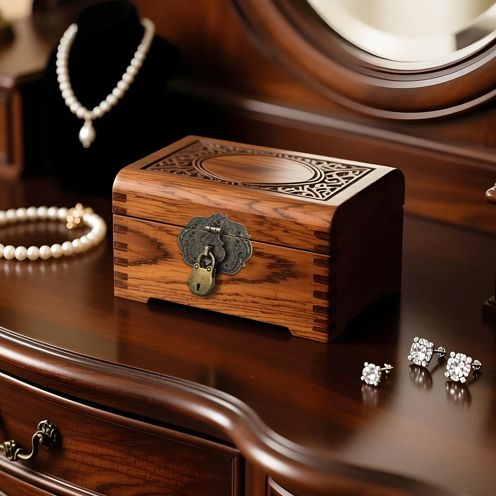 1Set Vintage Wooden Box Hasp Lock Metal Clasp Latch Decorative Jewelry Gift Box Buckle Secure Closure Clasp Latch