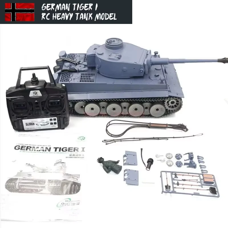 

Henglong 3818-1 Tiger RC Tank Model World War II German Tiger I Heavy Tank Crawler Metal 1:16 Simulation Remote Control Car Toy