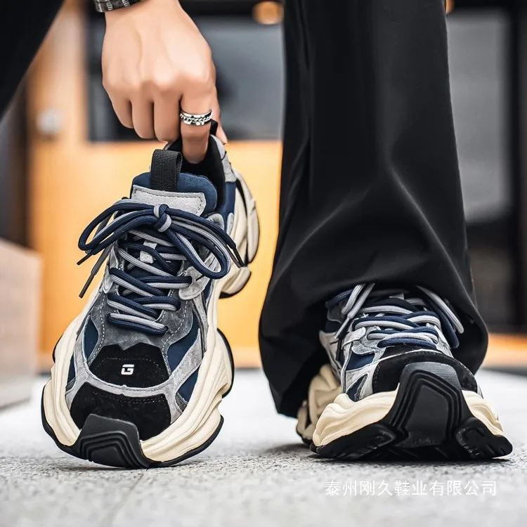 

Spring 2026 Men's High-Top Breathable Sports Shoes Trendy Dad Thick Bottom Casual Shoes Youthful Versatile Rubber Outsole