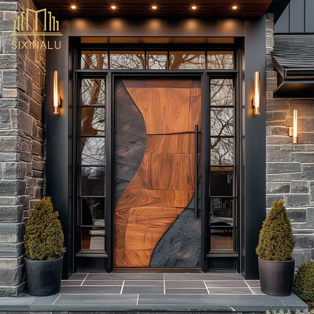 Sixinalu Entrance Doors Exterior Entry Pivot Door Aluminum Profile Aolly Front Casement Door Panel For Home Decor Customize