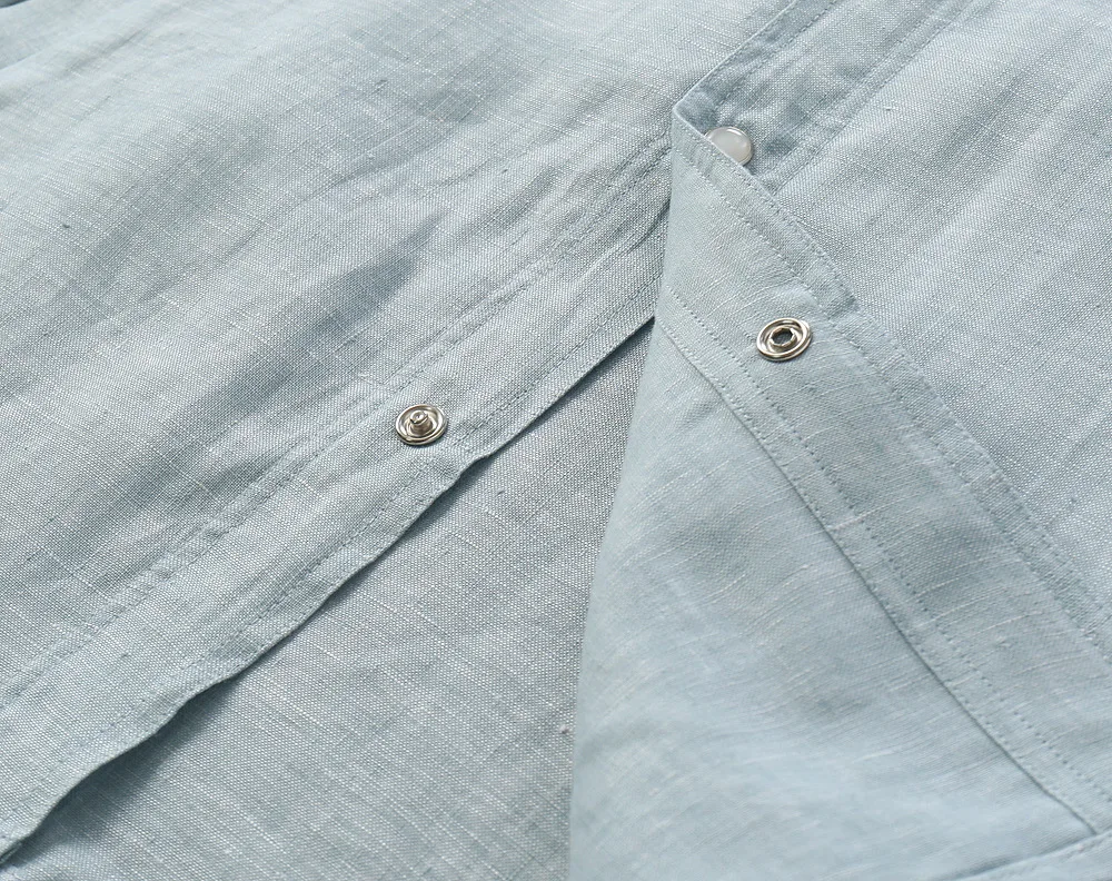 SIJITONGDAMen's 2026 new sky blue pure linen hoodie hoodie design cleverly combines laziness and vitality size M-3XL