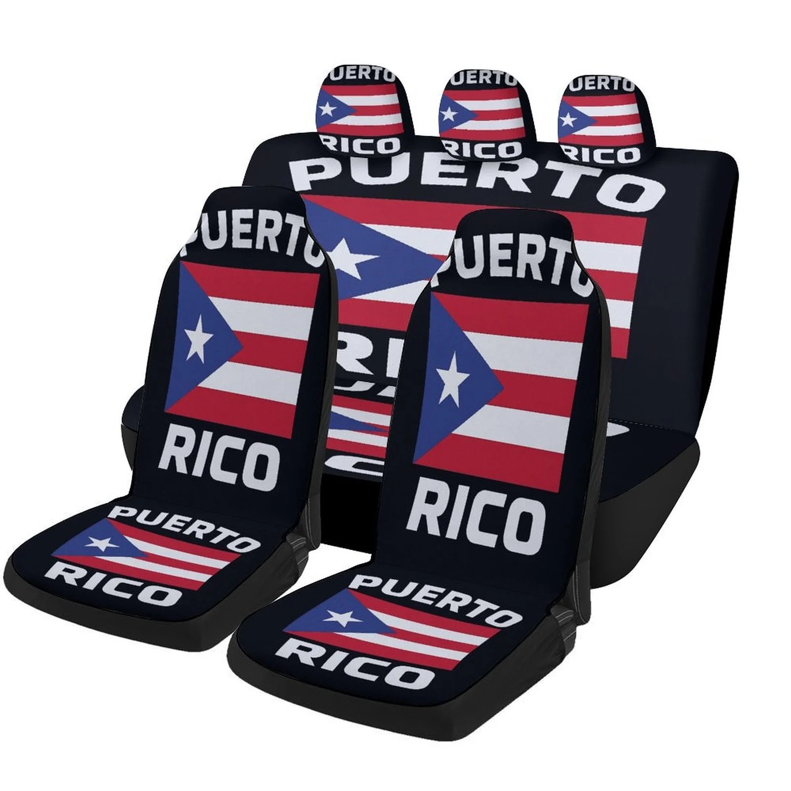 

Комплект чехлов для автомобильных сидений с флагом Пуэрто-Рико для большинства автомобилей, модная новинка, высококачественные защитные чехлы для автомобильных сидений, полный комплект, Univ